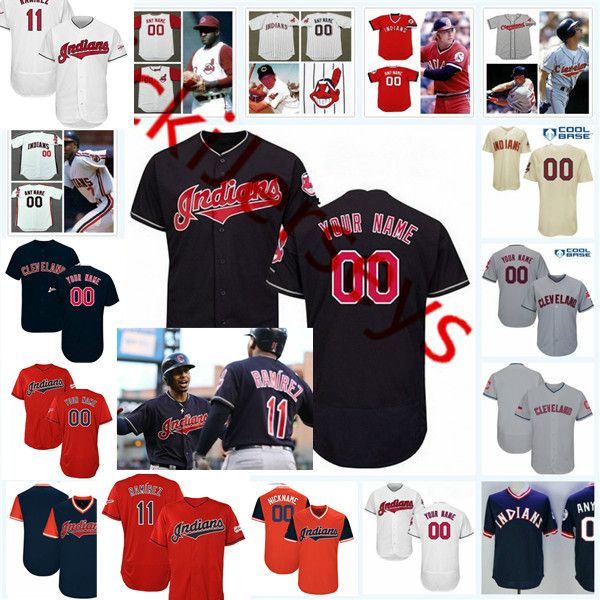 custom cleveland baseball jersey jose ramirez leonys martin carlos santana jake bauers tyler naquin roberto perez carlos gonzalez jersey, Blue;black